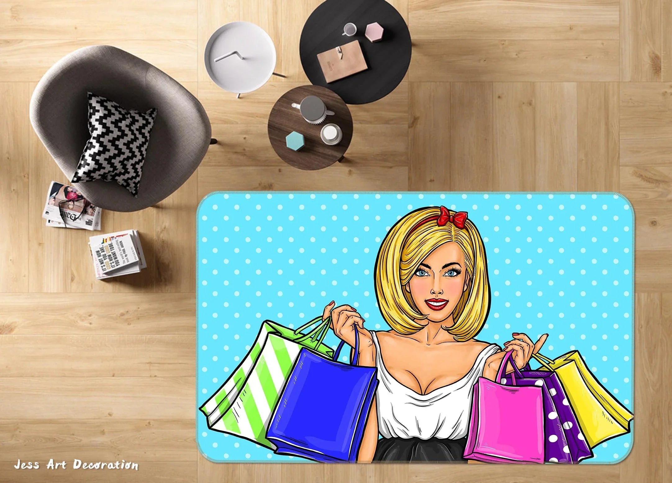 3D Young Happy Girl Graffiti Non-Slip Rug Mat A650 LQH- Jess Art Decoration