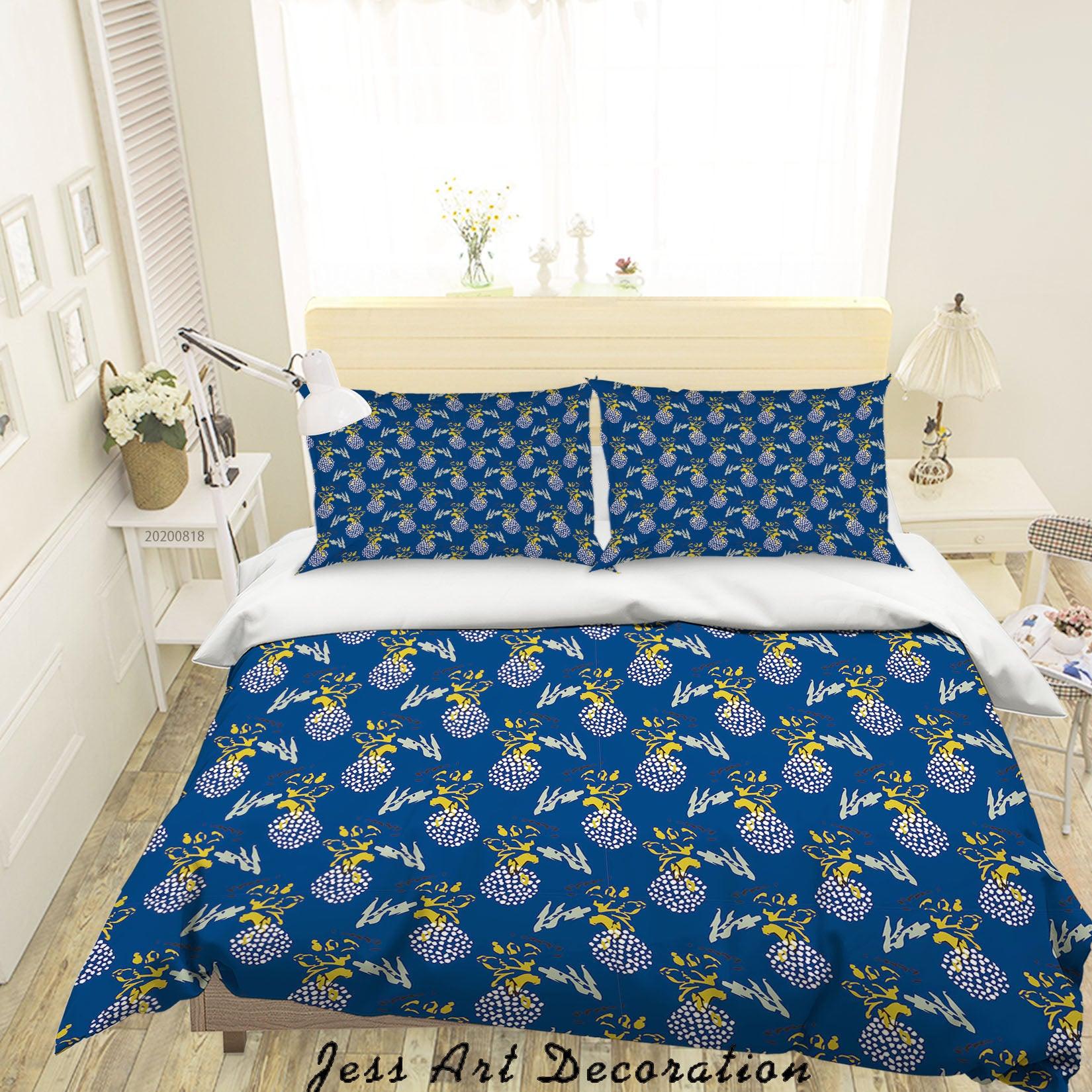 3D Vintage Yellow Floral Painting Quilt Cover Set Bedding Set Duvet Cover Pillowcases LXL- Jess Art Decoration