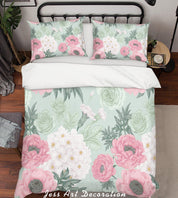 3D Pink Floral Pattern Quilt Cover Set Bedding Set Pillowcases 183- Jess Art Decoration