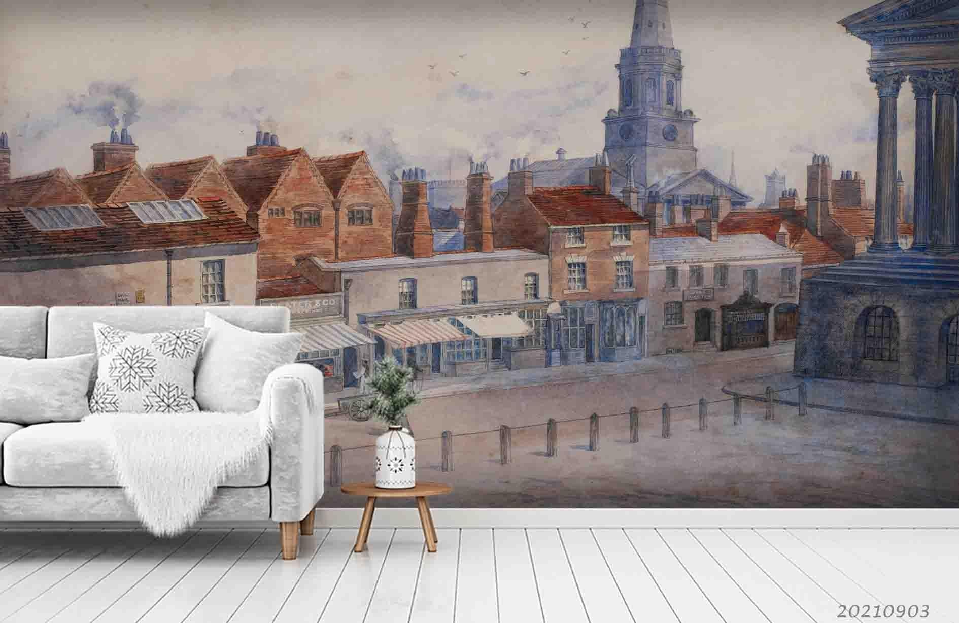 3D City Architecture Landscape Oil Painting Wall Mural Wallpaper LQH 121- Jess Art Decoration