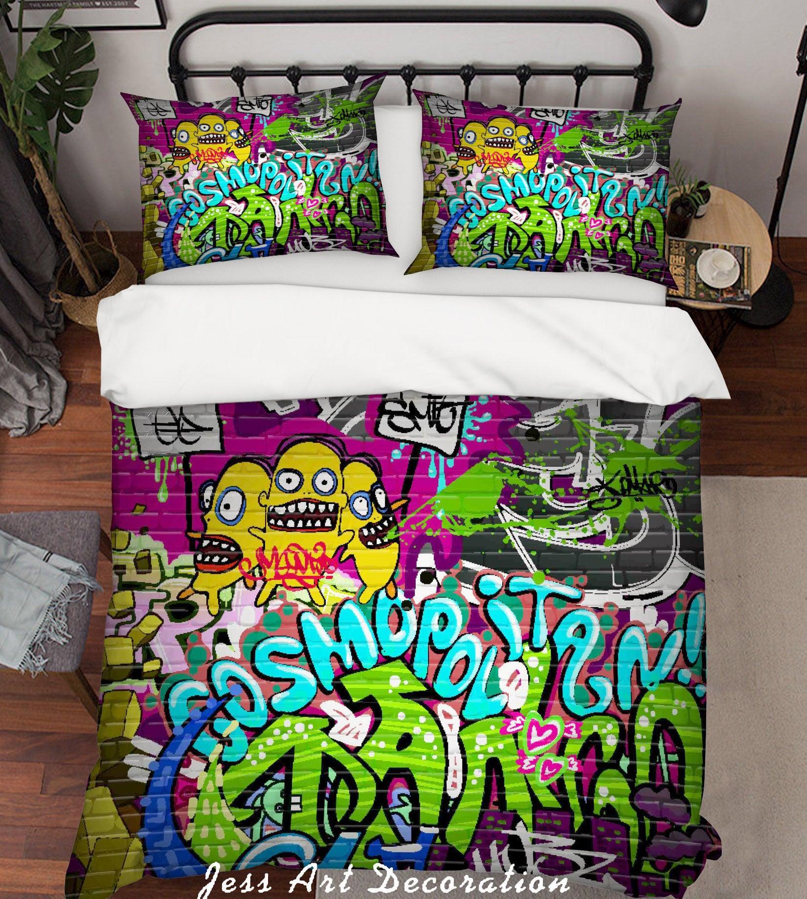 3D Graffiti Colorful Monster Sign Quilt Cover Set Bedding Set Duvet Cover Pillowcases LXL- Jess Art Decoration