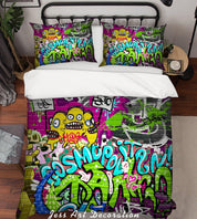3D Graffiti Colorful Monster Sign Quilt Cover Set Bedding Set Duvet Cover Pillowcases LXL- Jess Art Decoration