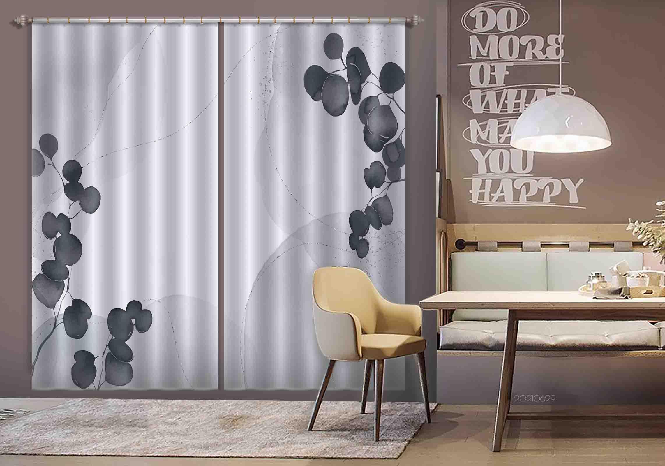 3D Watercolor Geometric Arc Circle Grey Curtains and Drapes LLL 392- Jess Art Decoration