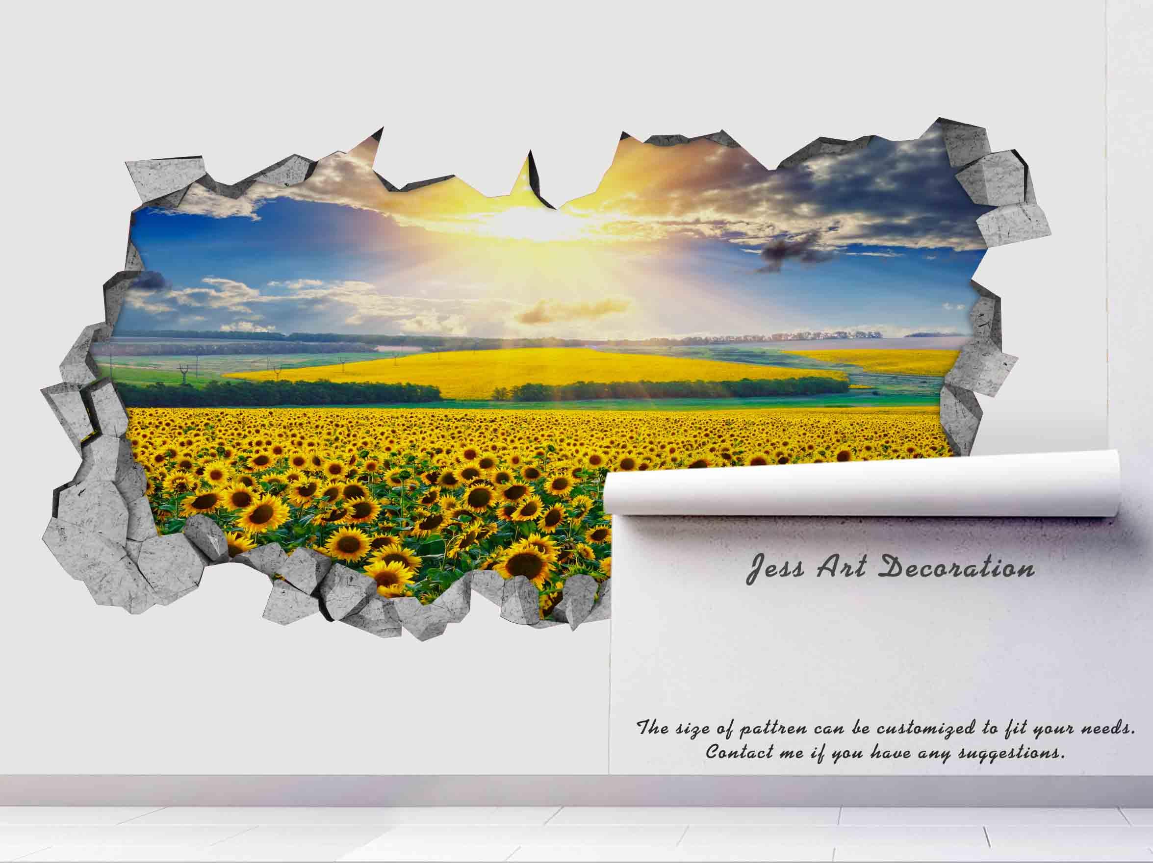 3D Sunflower Field Damage Wall Mural Wallpaper 71- Jess Art Decoration