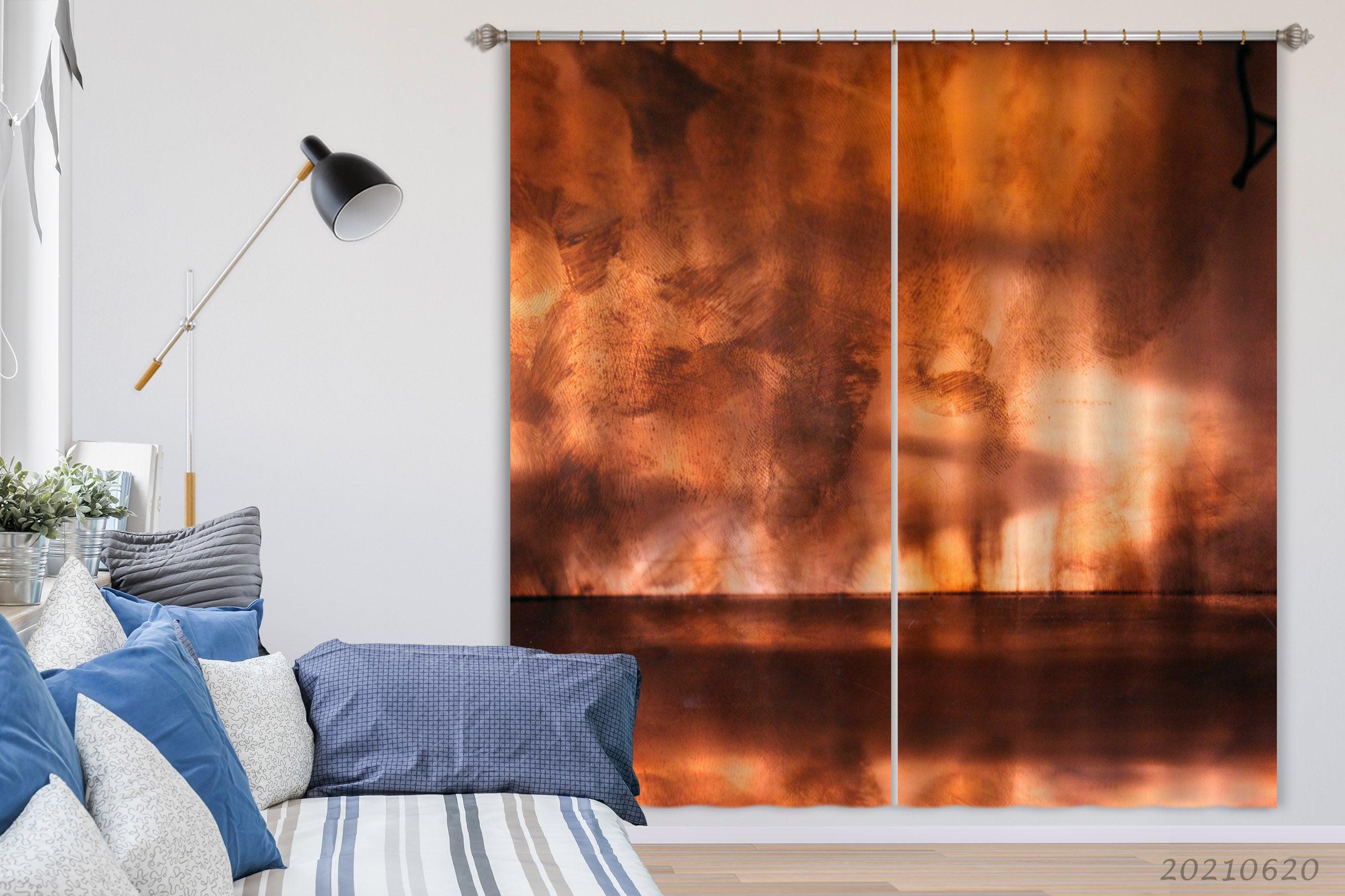 3D Abstract Brown Smoke Pattern Curtains and Drapes GD 850- Jess Art Decoration