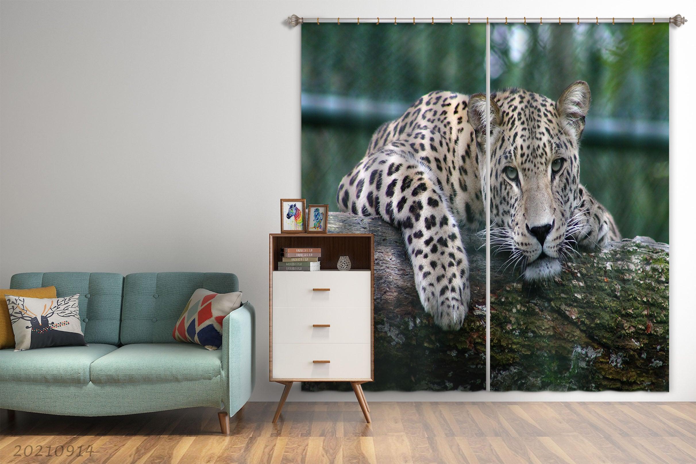 3D Zoo Animal Leopard Trunk Curtains and Drapes LQH 202- Jess Art Decoration