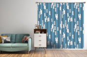 3D White Texture Blue Background Curtains and Drapes GD 3147- Jess Art Decoration