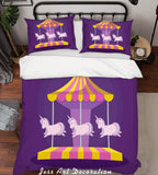 3D Cartoon Purple Carousel Quilt Cover Set Bedding Set Pillowcases 8- Jess Art Decoration