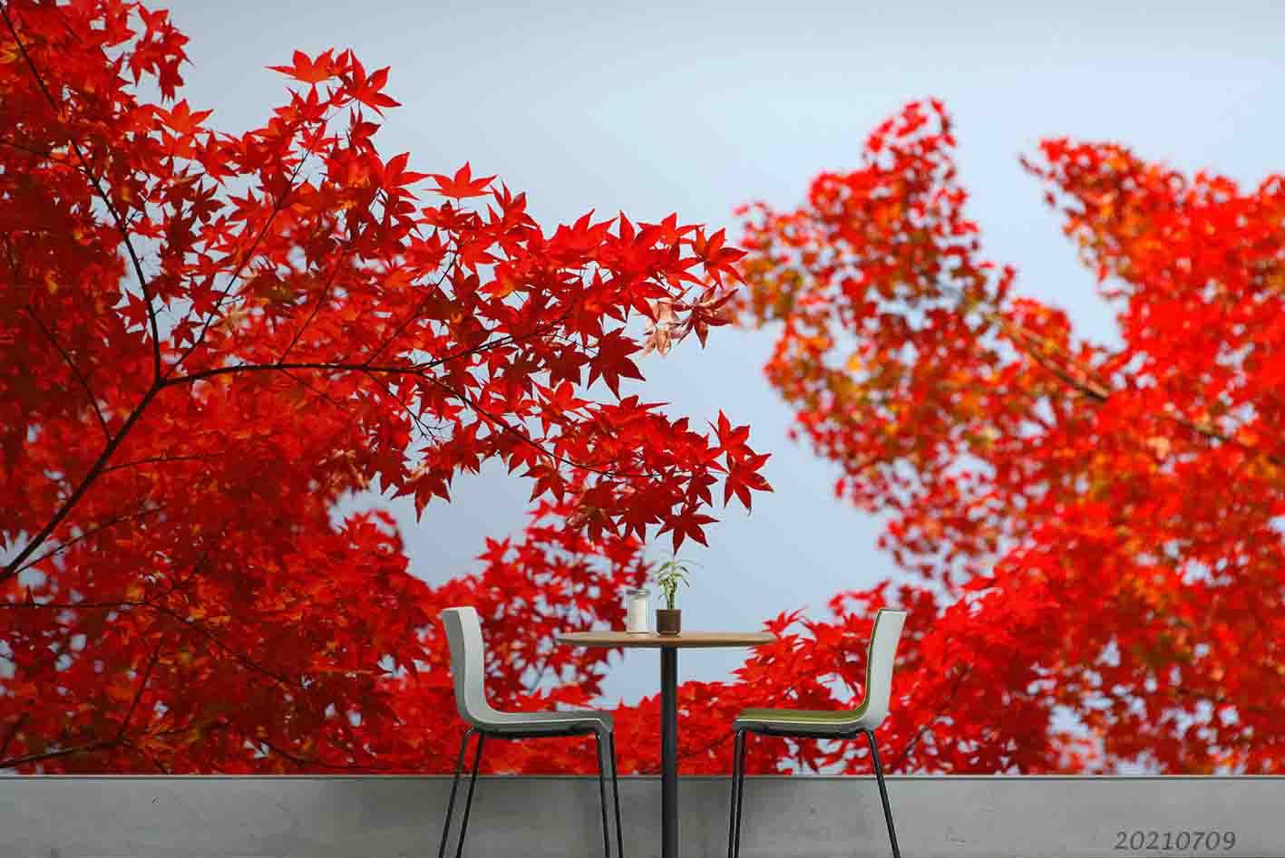 3D Red Maple Wall Mural Wallpaper SWW3897- Jess Art Decoration