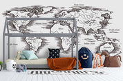 3D Hand Drawn World Map Wall Mural Wallpaper WJ 9462- Jess Art Decoration