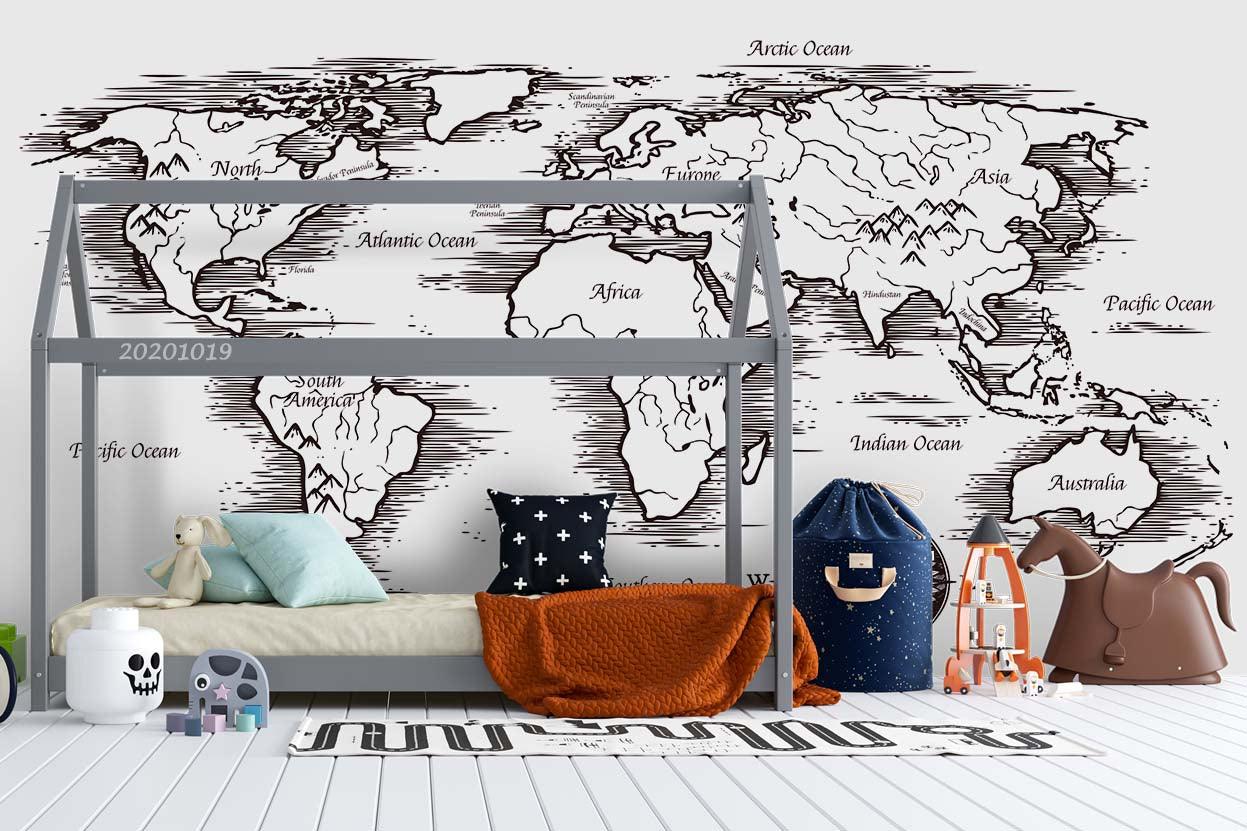 3D Hand Drawn World Map Wall Mural Wallpaper WJ 9462- Jess Art Decoration