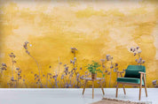 3D Yellow Concrete Wall Dried Flowers Wall Mural Wallpaper SWW4165- Jess Art Decoration