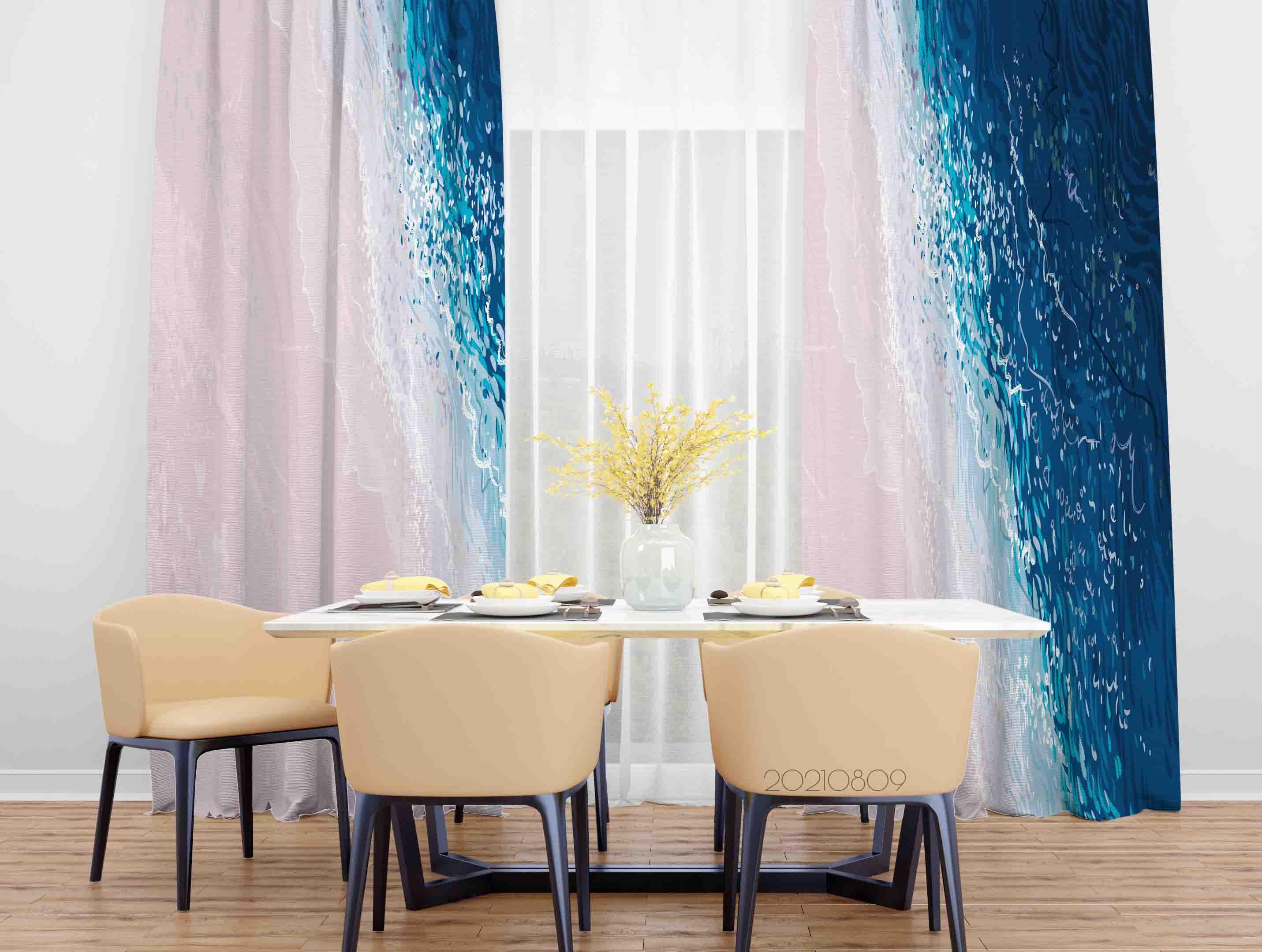 3D Sea Beach Landscape Curtains and Drapes LQH 75- Jess Art Decoration