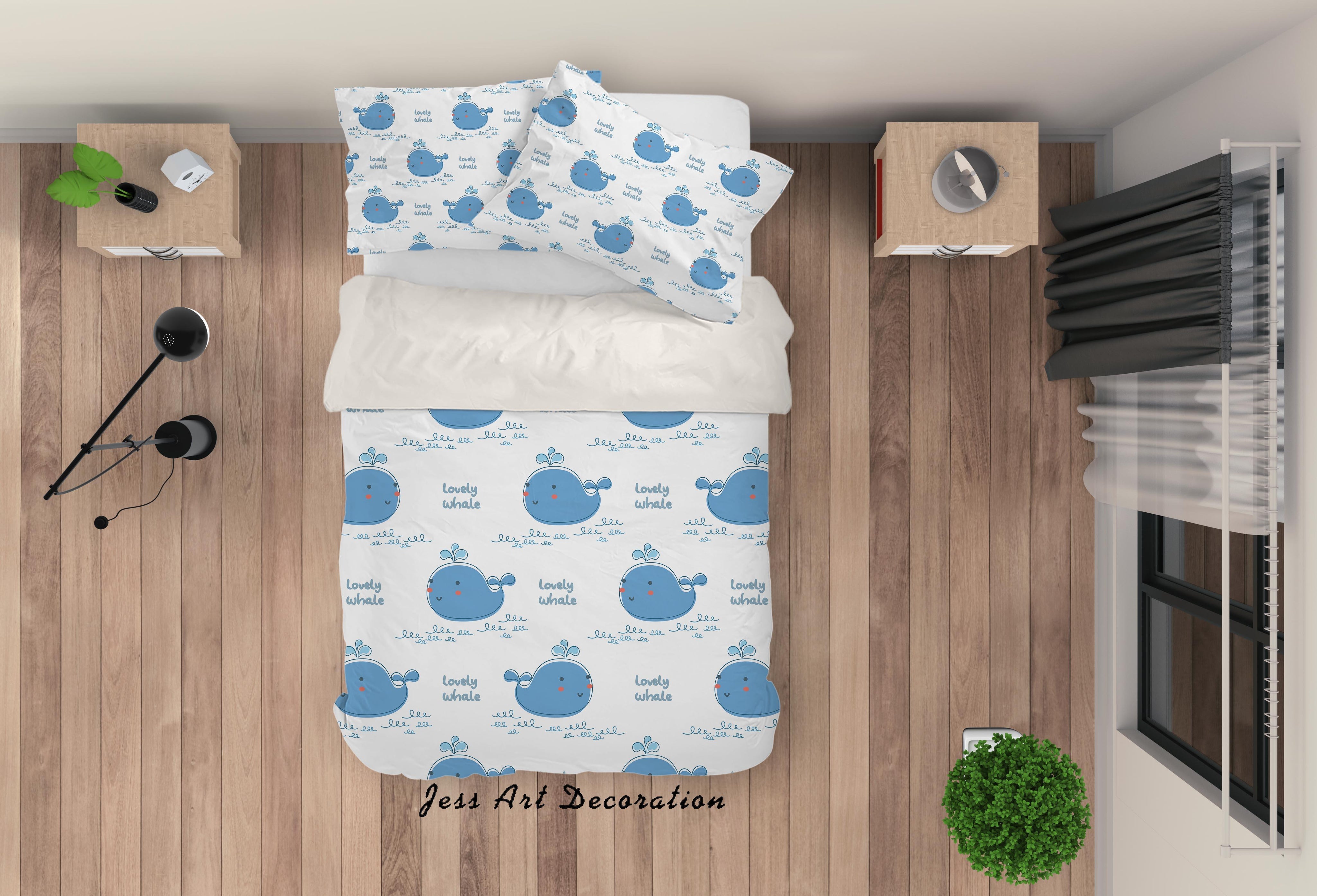 3D Cartoon Blue Dolphin Quilt Cover Set Bedding Set Pillowcases 112- Jess Art Decoration