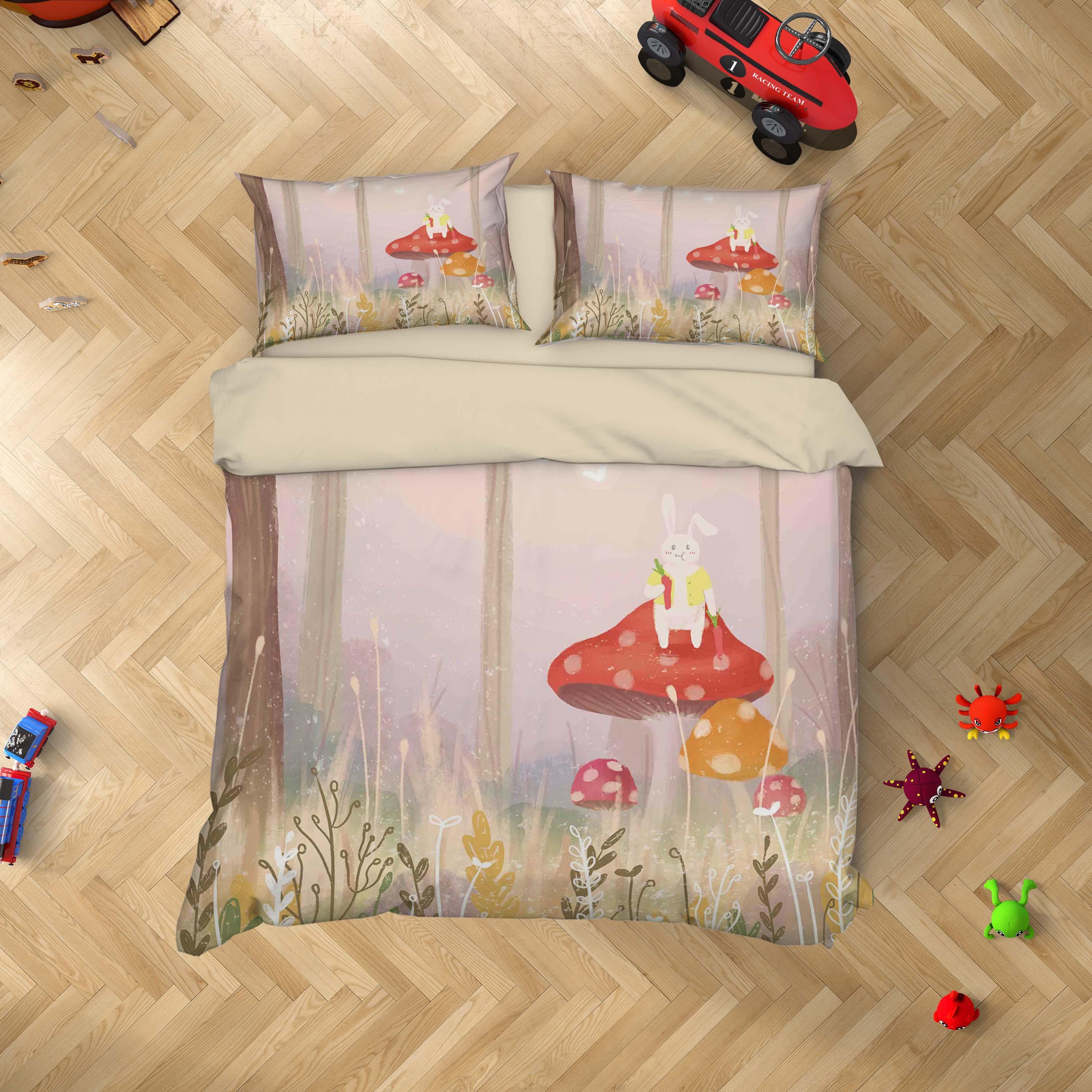3D Red Mushroom Painting Quilt Cover Set Bedding Set Duvet Cover Pillowcases A424 LQH- Jess Art Decoration