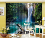 3D Landscape Mountain Waterfall River Tree Sun Curtains and Drapes GD 4907- Jess Art Decoration