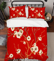 3D Red Plum Branch Quilt Cover Set Bedding Set Pillowcases 192- Jess Art Decoration