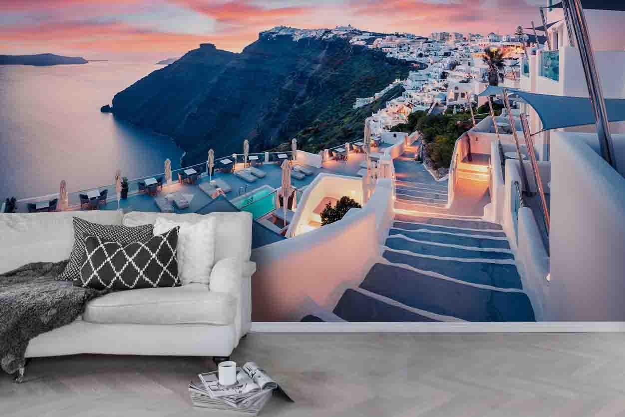 3D Aegean Sea Greece House Coastal Wall Mural Wallpaper 55- Jess Art Decoration