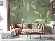 3D Watercolor Green Leaf Wall Mural Wallpaper LQH 77- Jess Art Decoration