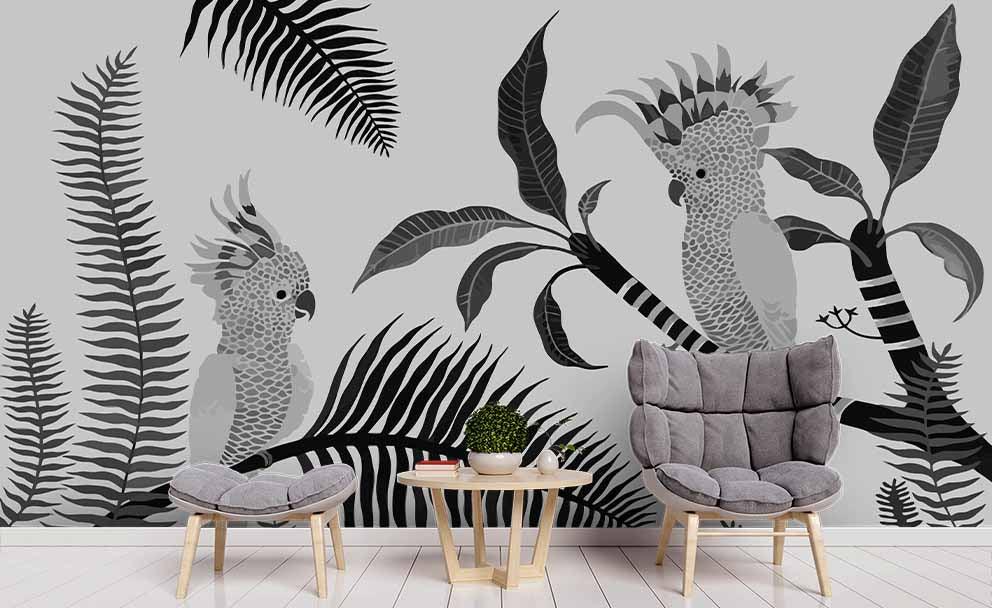 3D Hand Painting Parrot Leaves Wall Mural Wallpaper 94- Jess Art Decoration