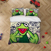 3D Abstract Letters Graffiti Frog Quilt Cover Set Bedding Set Pillowcases JN 078- Jess Art Decoration