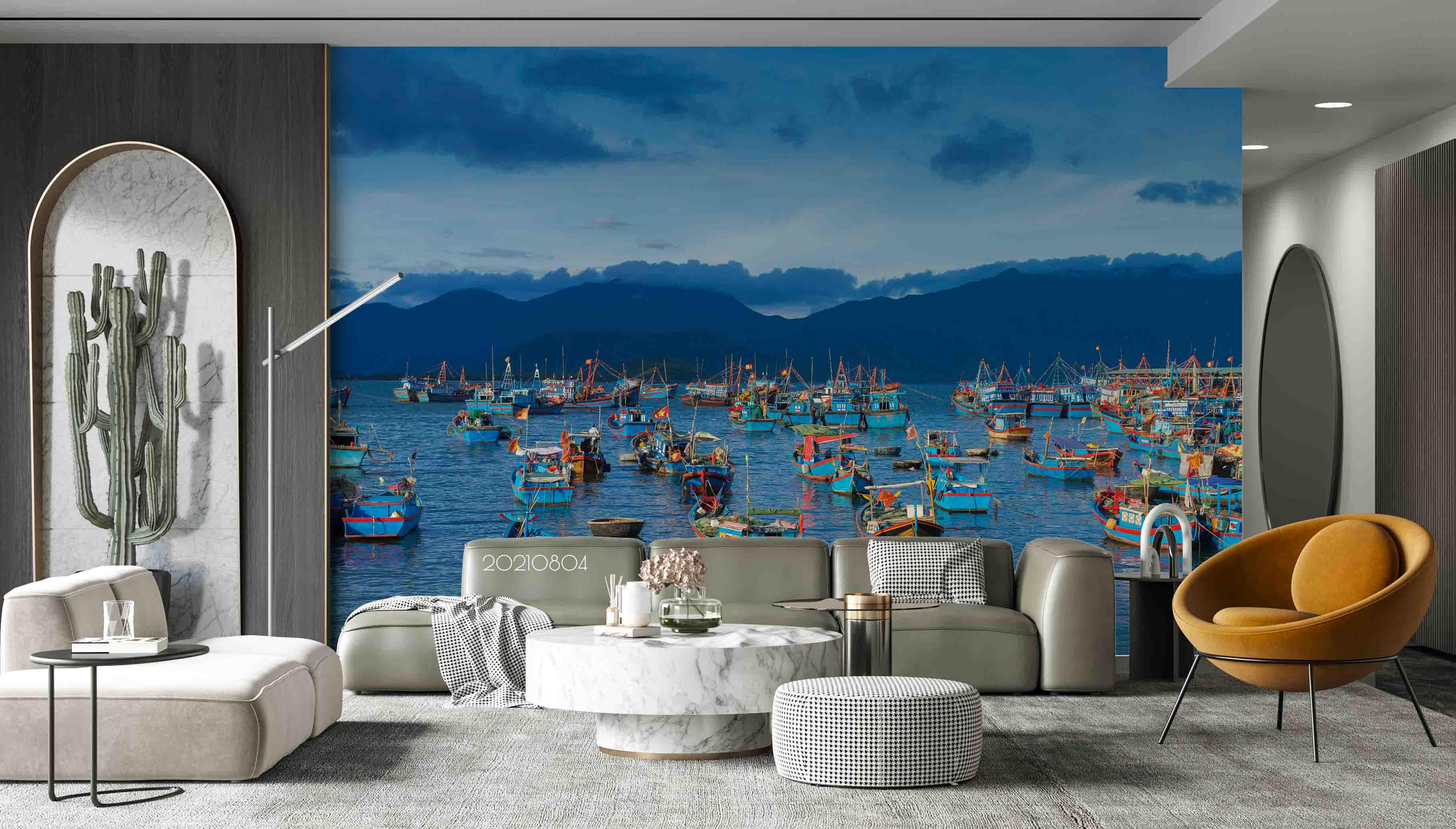 3D Europe Oceans Bay Boat Wall Mural Wallpaper SWW4997- Jess Art Decoration