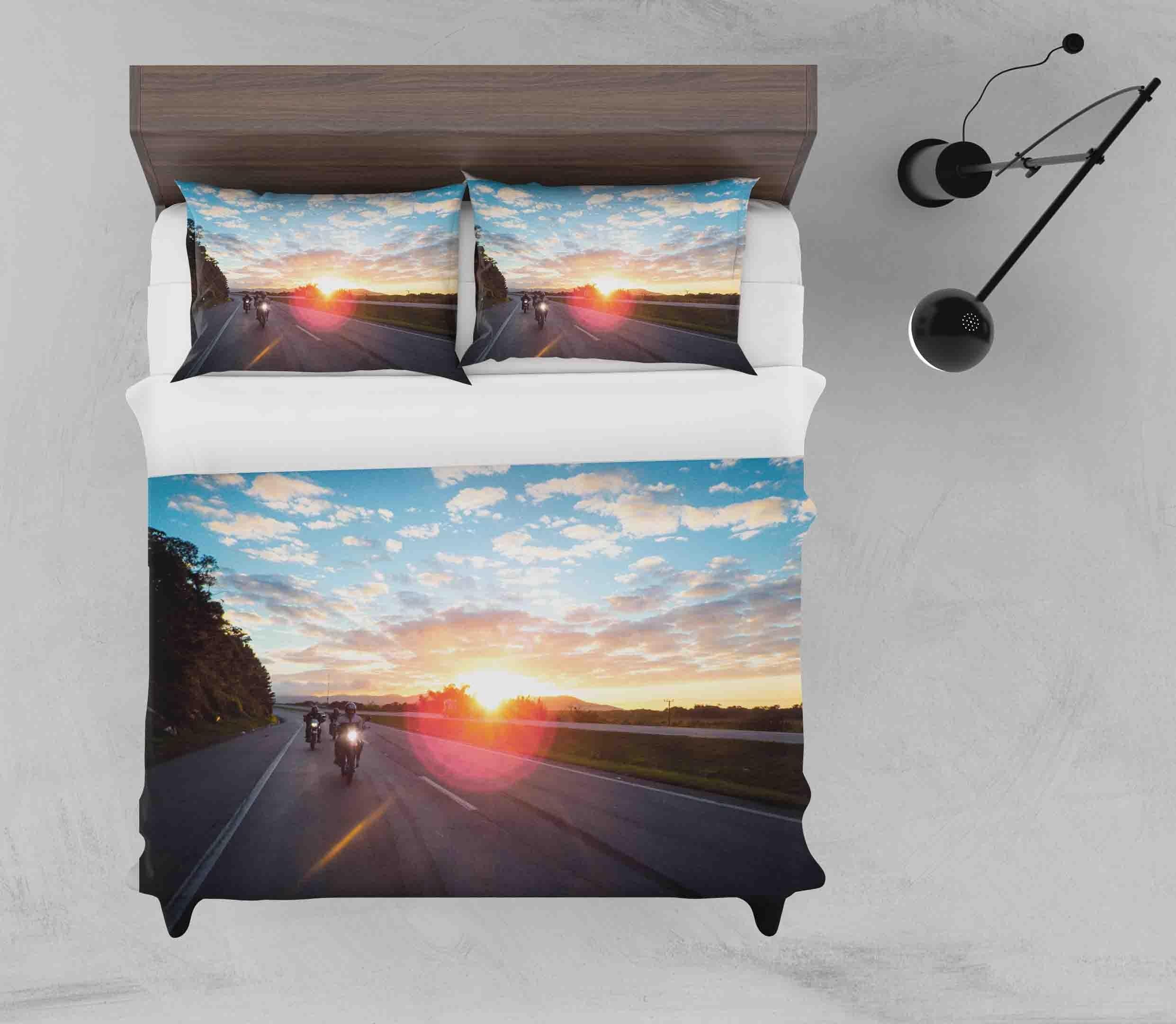 3D Dirt Bike Blue Sky Sunshine Quilt Cover Set Bedding Set Pillowcases A2020 LQH- Jess Art Decoration