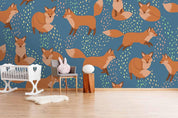 3D Cartoon Orange Foxes Wall Mural Wallpaper 35- Jess Art Decoration