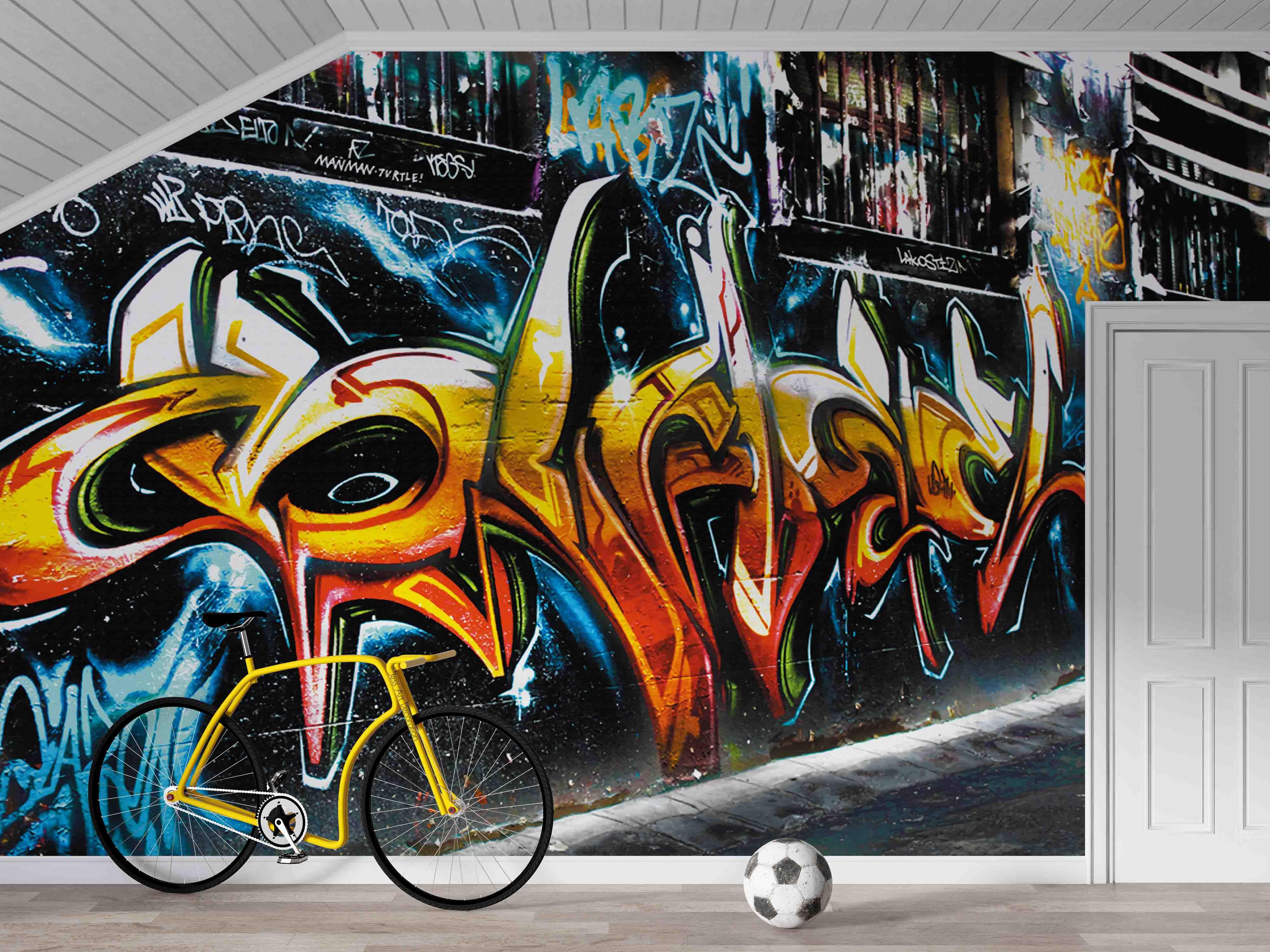 Graffiti Alphabet Orangutan Wallpaper typography graffiti wall mural for teen room or studio - view 2