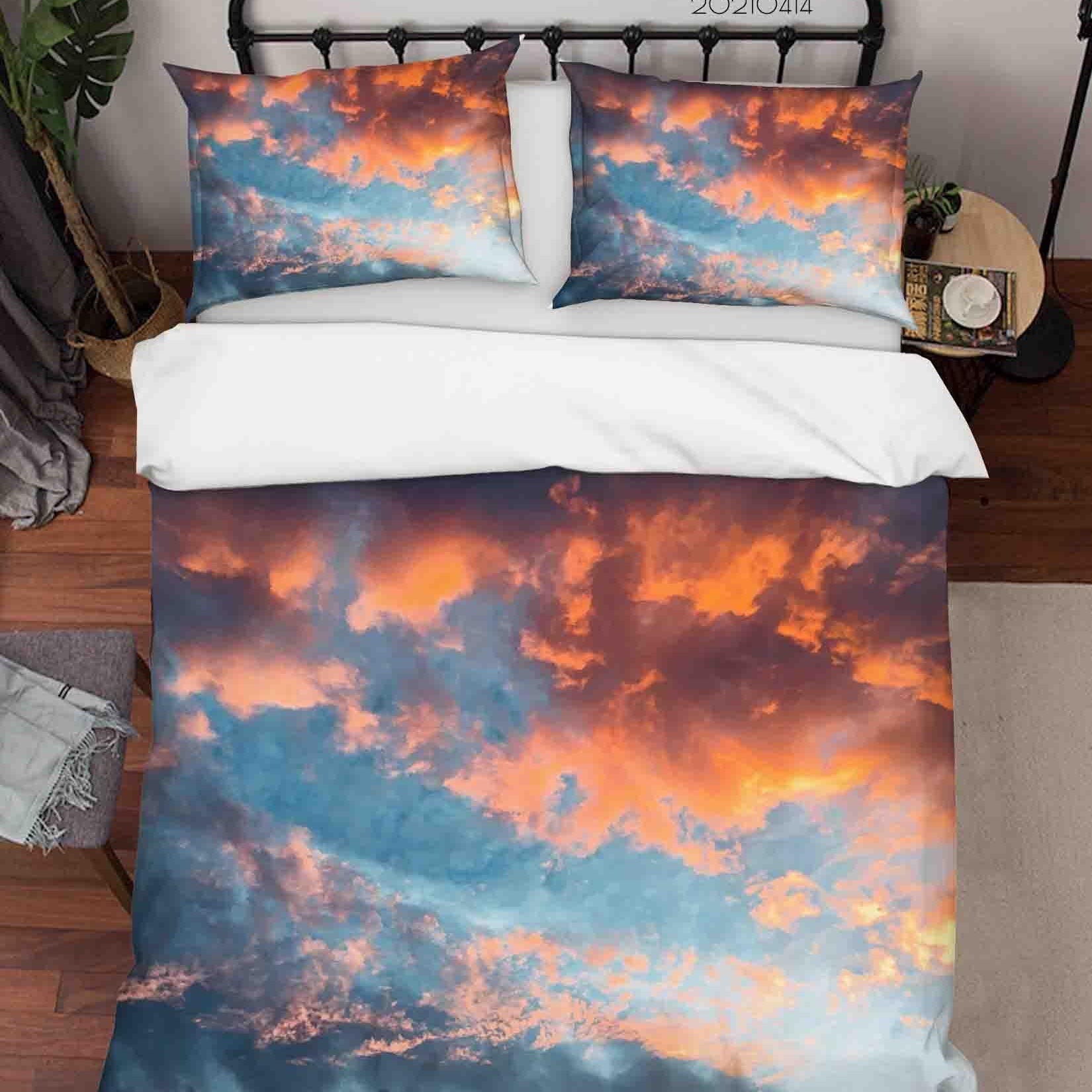 3D Watercolor Blue Sky Cloud Quilt Cover Set Bedding Set Duvet Cover Pillowcases 29- Jess Art Decoration