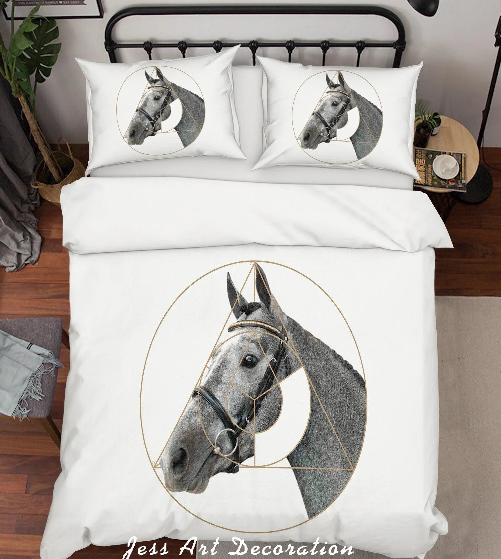 3D White Horse Quilt Cover Set Bedding Set Pillowcases 118- Jess Art Decoration