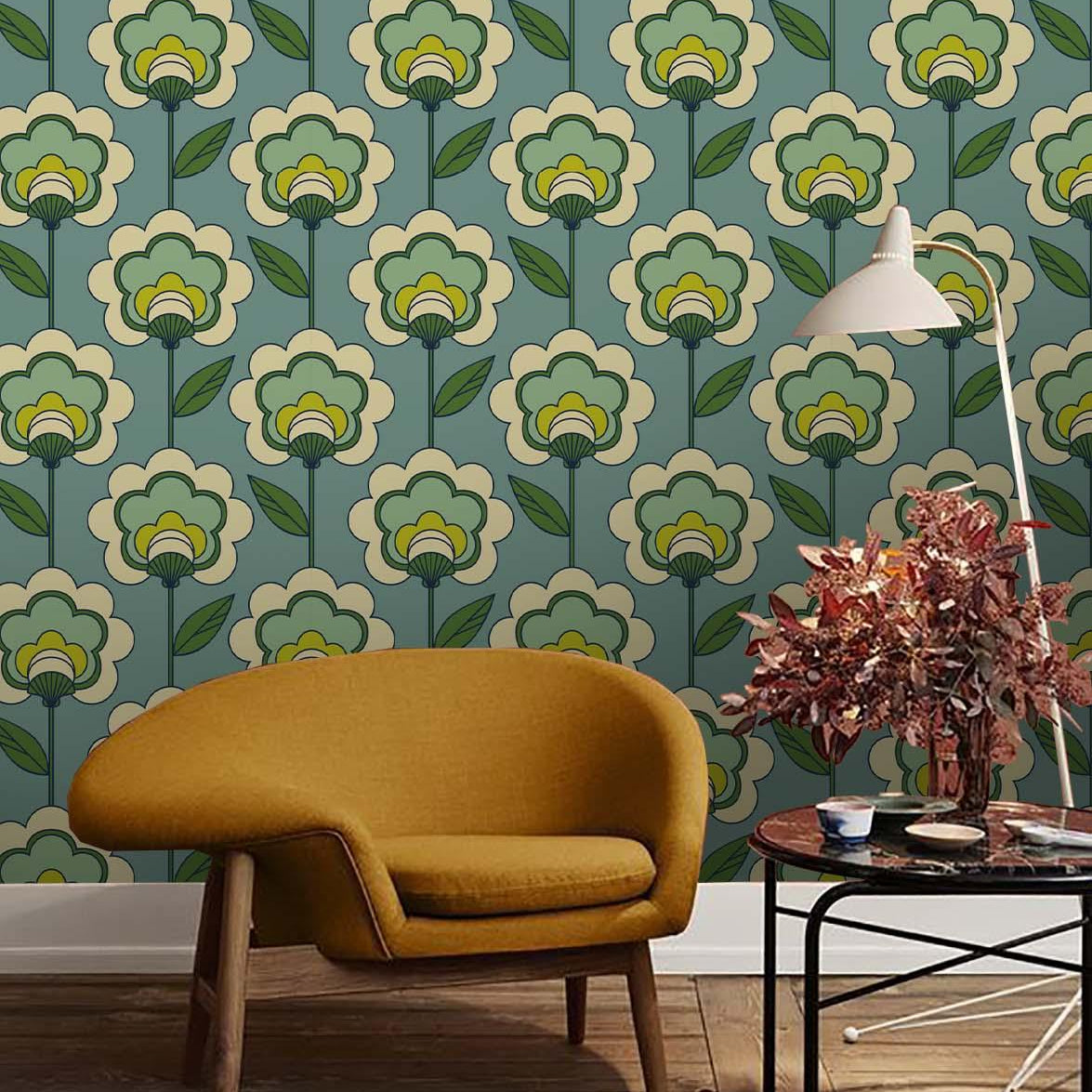 3D Green Flower Wall Mural Wallpaper 183- Jess Art Decoration
