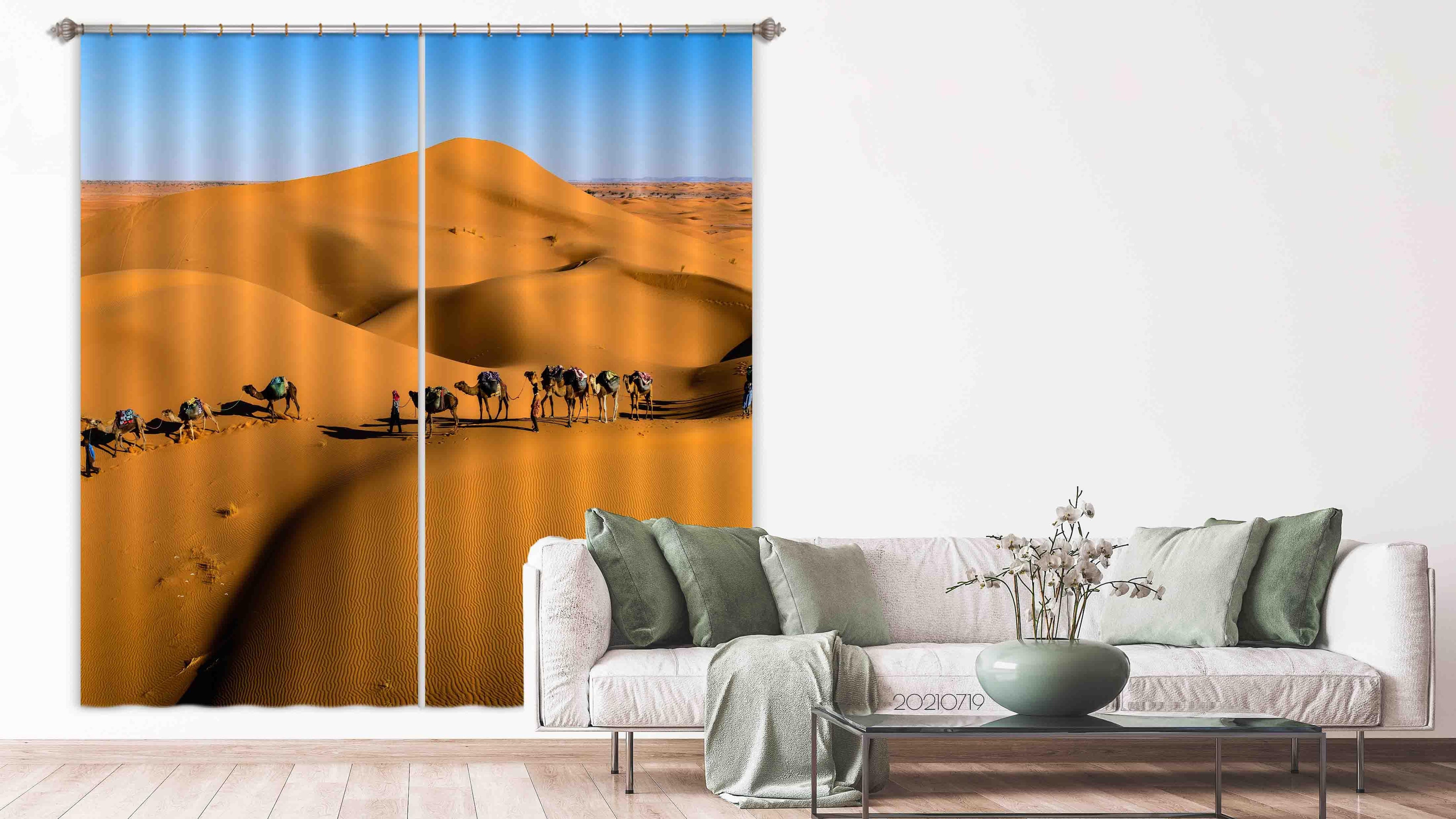 3D Desert Camel Landscape Sky Curtains and Drapes LQH 127- Jess Art Decoration