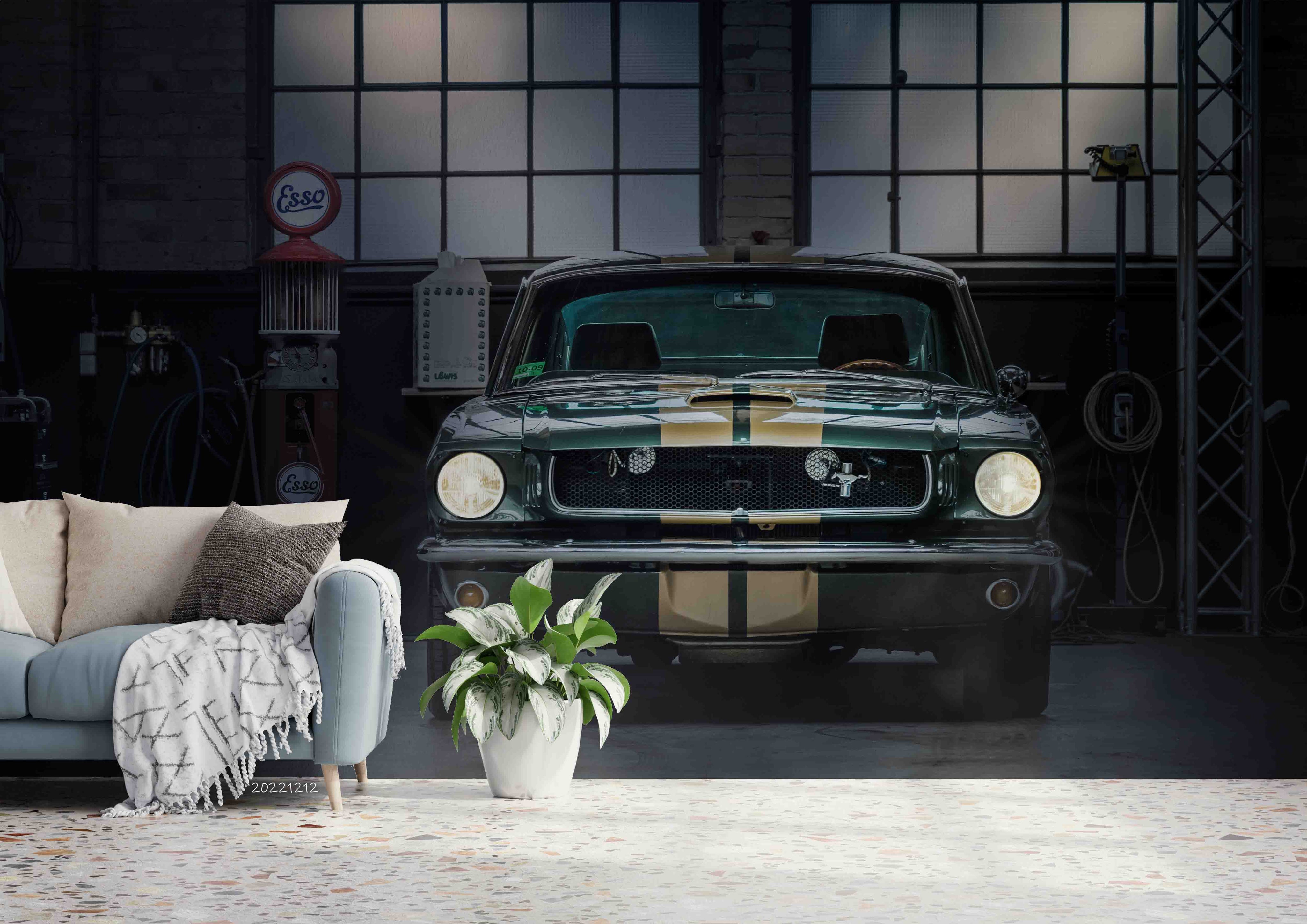 3D Ford Mustang Garage Wall Mural Wallpaper GD 1799- Jess Art Decoration