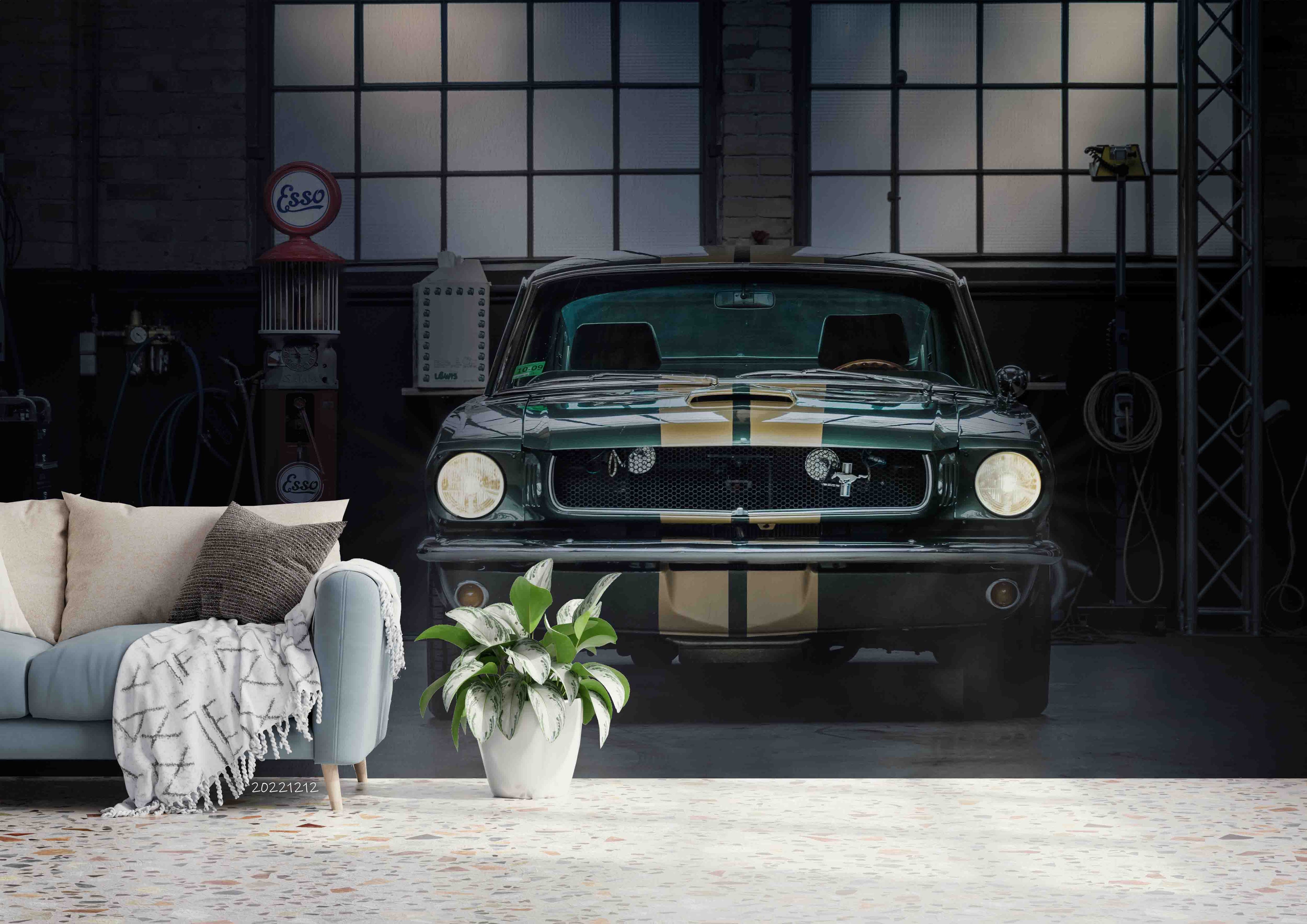 3D Ford Mustang Garage Wall Mural Wallpaper GD 1799- Jess Art Decoration
