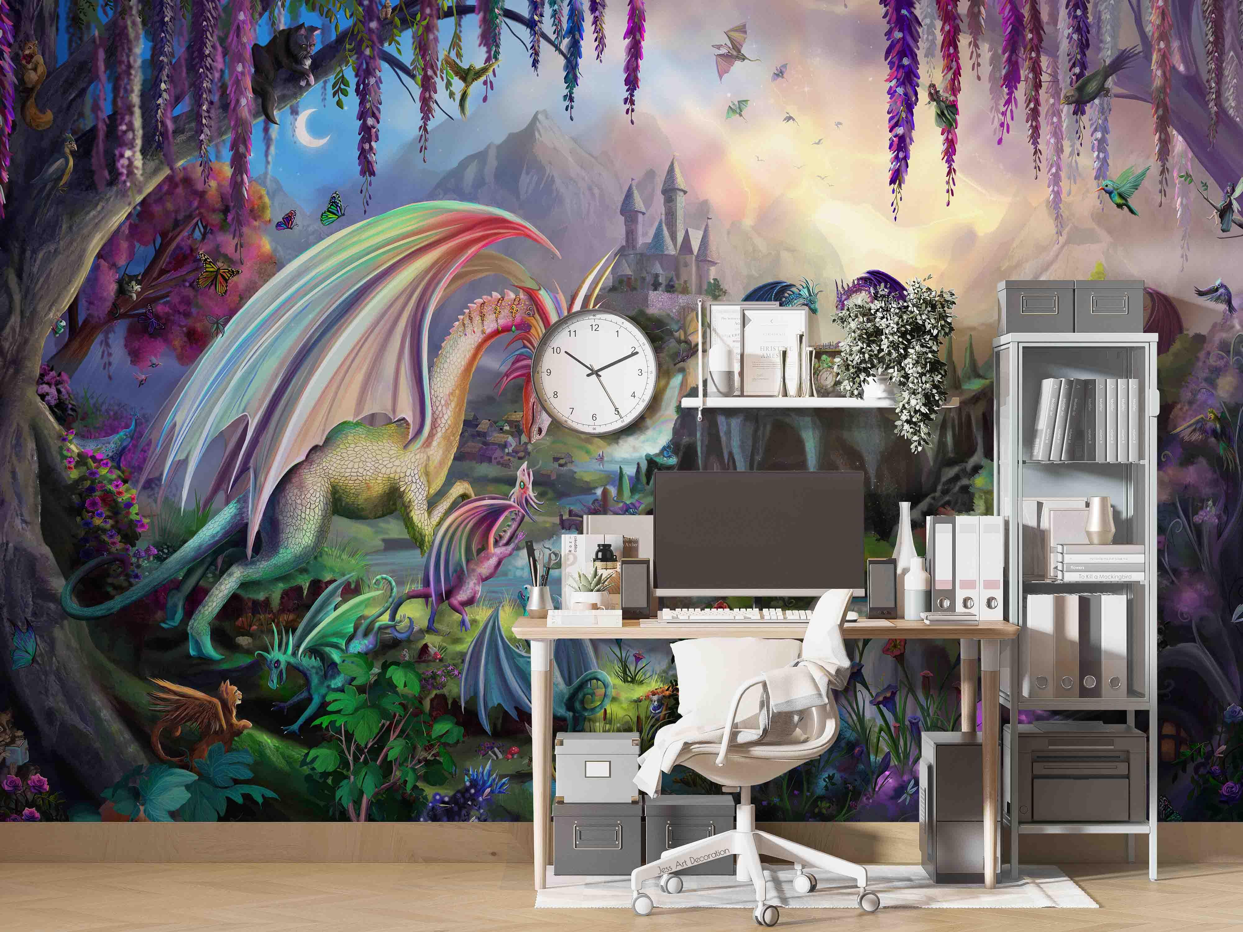 3D Fantasy Monster Castle fantasy monster castle scene wall mural wallpaper for kids room - view 2