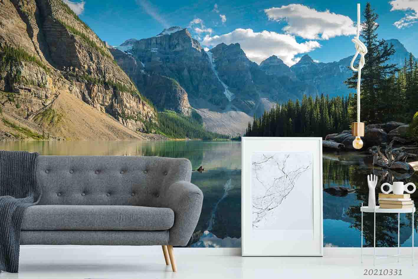 3D Sky Mountain Lake Landscape Wall Mural Wallpaper LQH 459- Jess Art Decoration