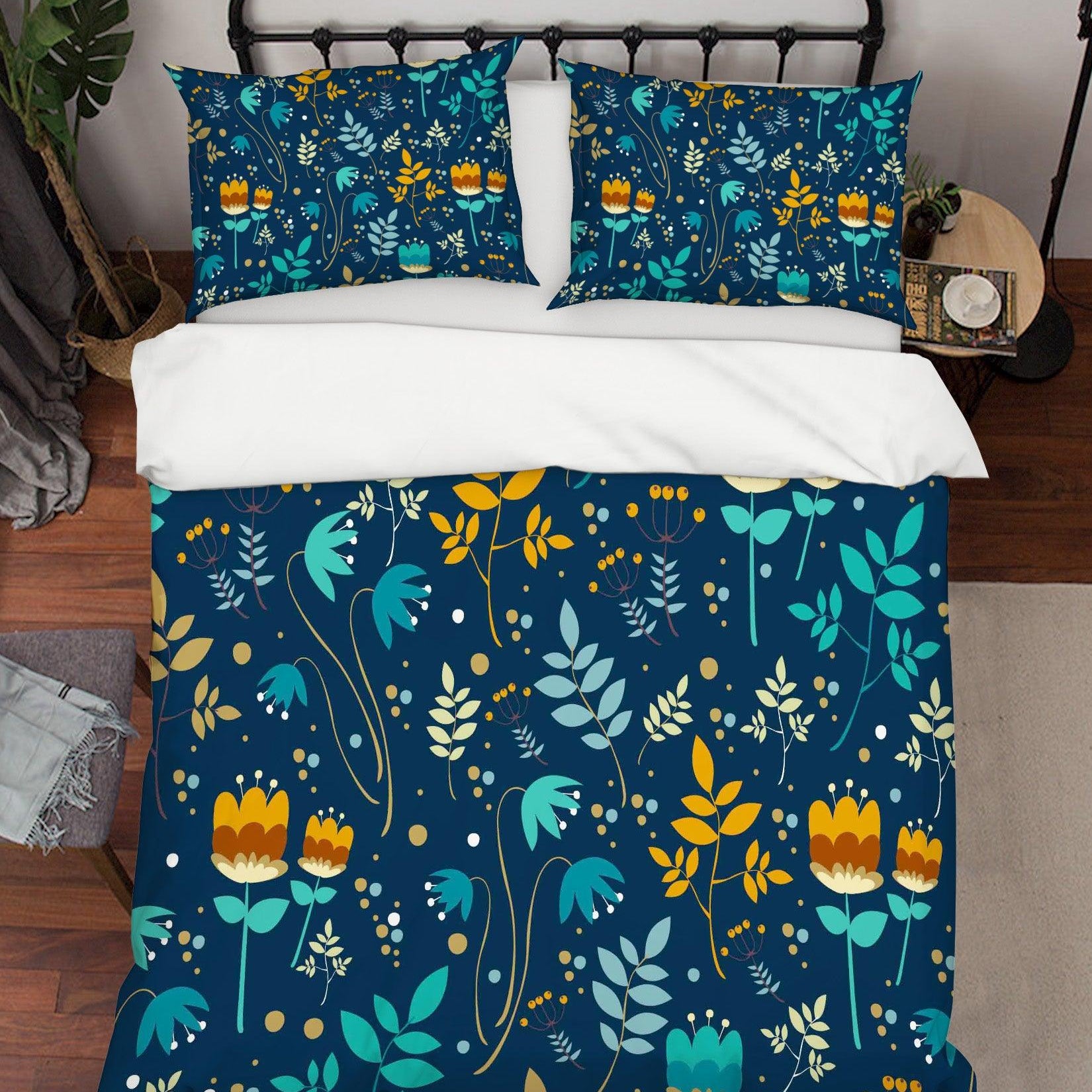 3D Green Leaf Flowers Pattern Quilt Cover Set Bedding Set Pillowcases  6- Jess Art Decoration