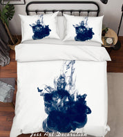 3D White Blue Watercolor Quilt Cover Set Bedding Set Pillowcases 123- Jess Art Decoration