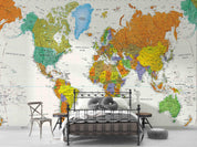3D Colorful World Map Wall Mural Wallpaper LXL 221- Jess Art Decoration