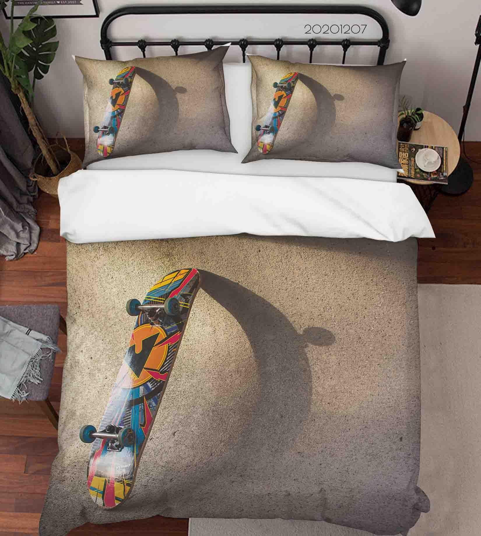 3D Pexels Sports Colorful Cool Skateboard Quilt Cover Set Bedding Set Duvet Cover Pillowcases LXL- Jess Art Decoration