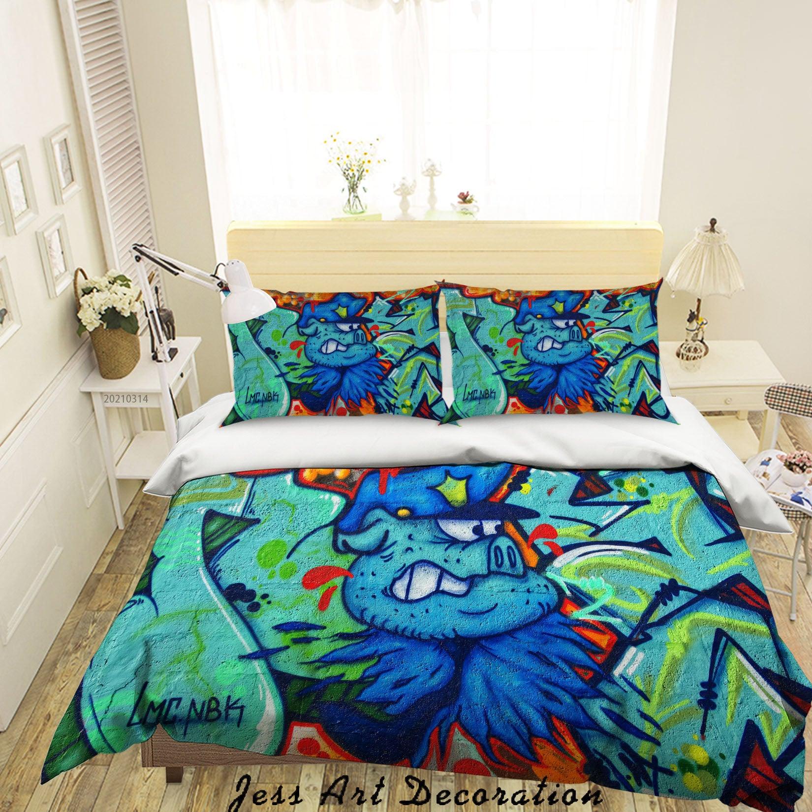 3D Abstract Colored Graffiti Monster Quilt Cover Set Bedding Set Duvet Cover Pillowcases 179- Jess Art Decoration