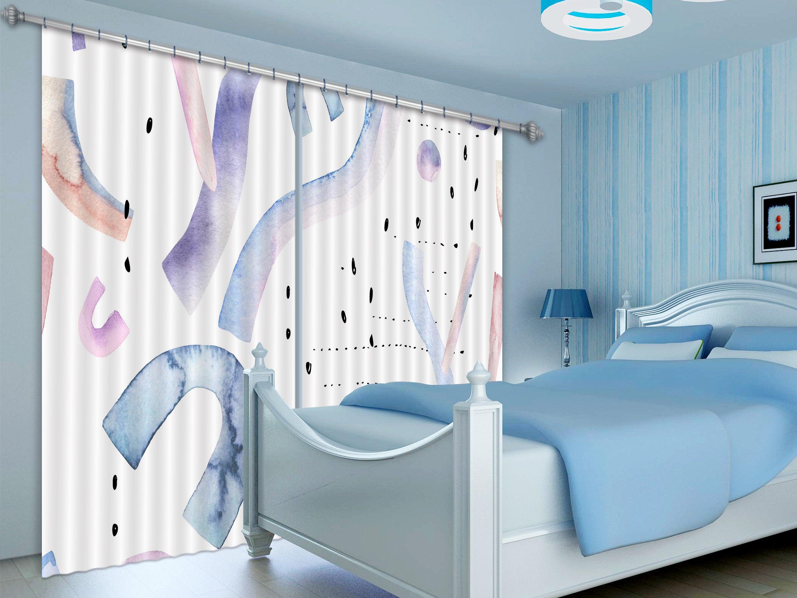 3D Abstract Alphabet Pattern Curtains and Drapes LQH A637- Jess Art Decoration