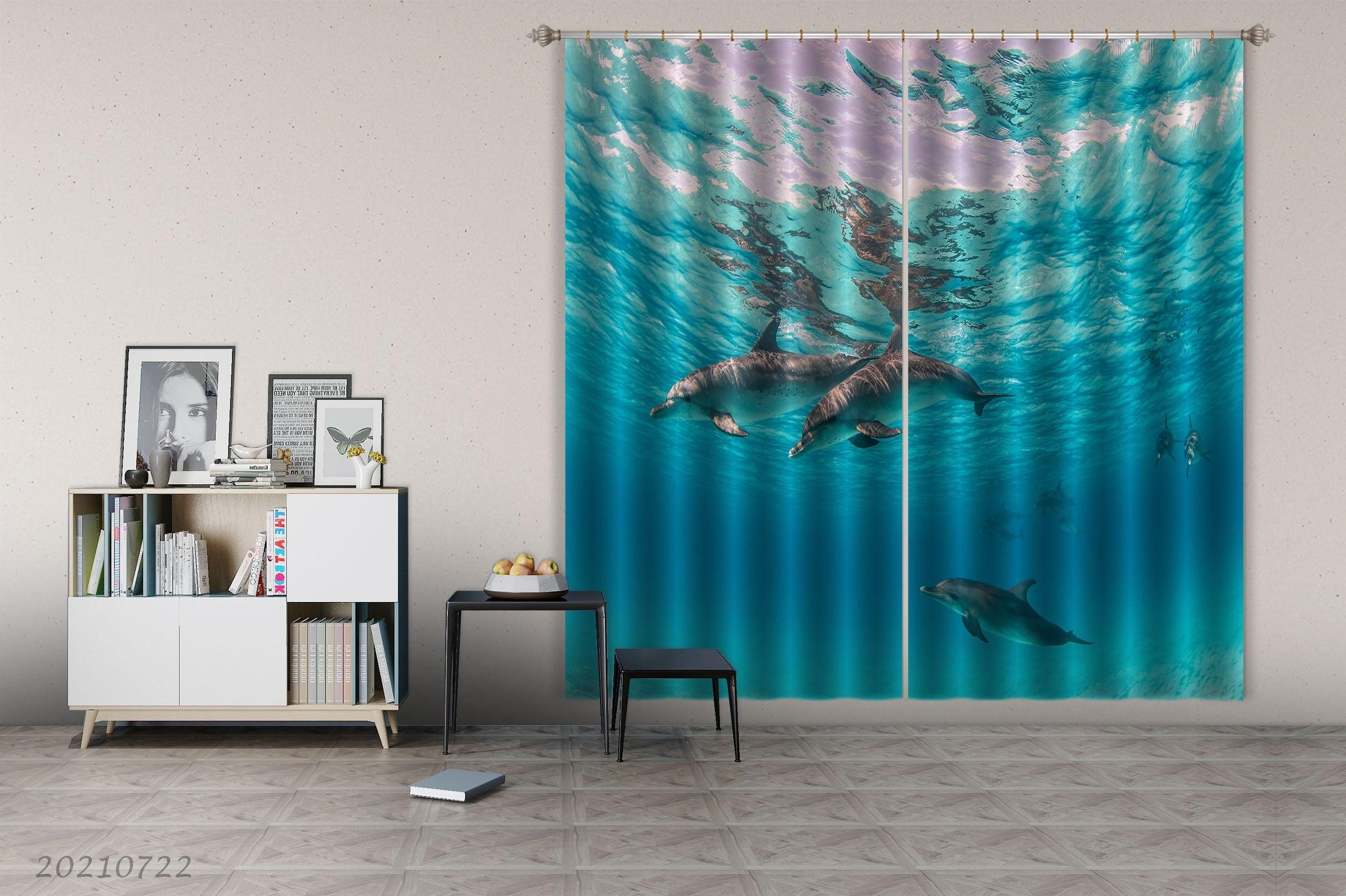 3D Ocean Animal Dolphin Curtains and Drapes LQH 170- Jess Art Decoration