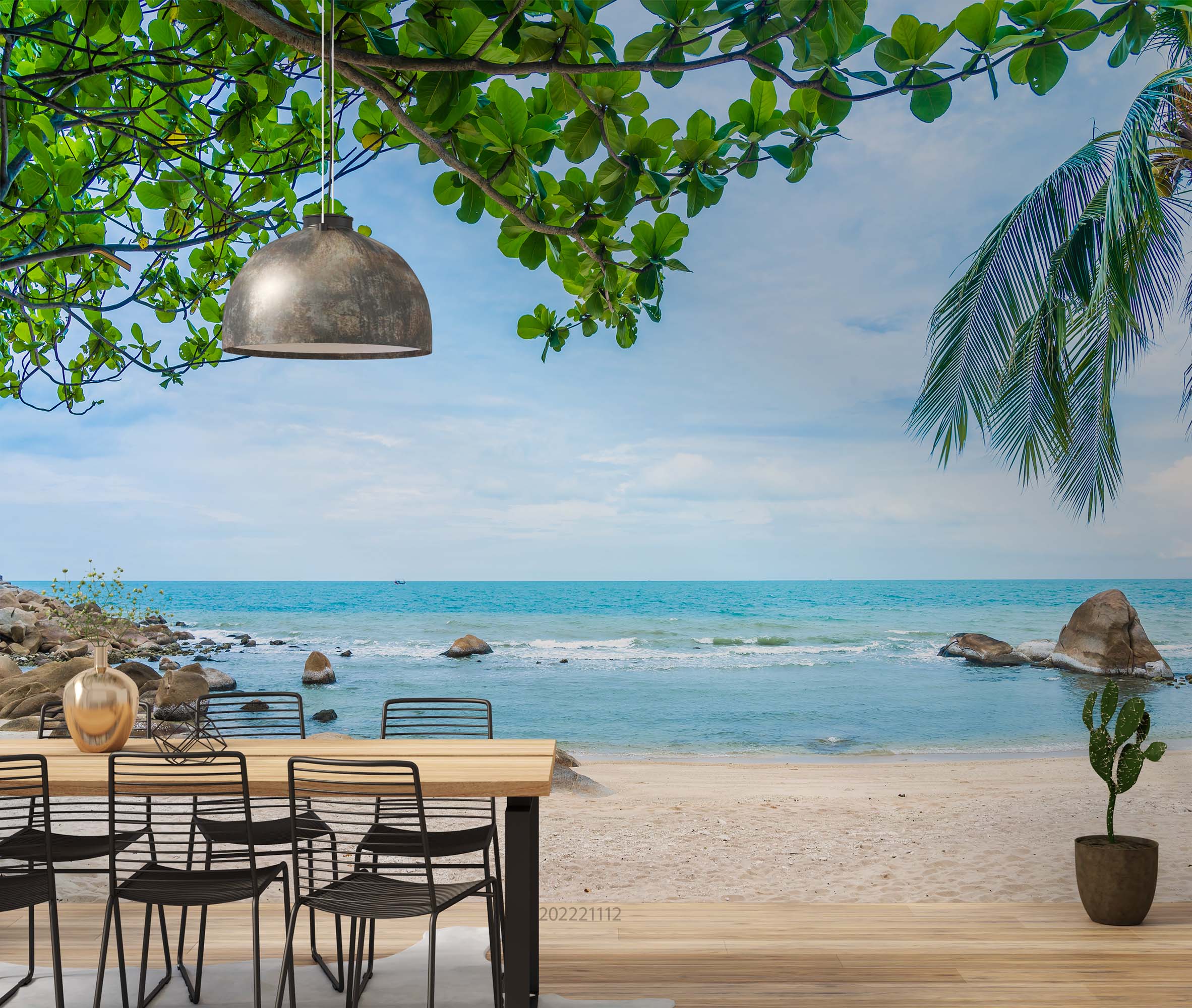 3D Tropical Beach Ocean Koh Samui Coconut Palm Trees Wall Mural Wallpaper GD 2389- Jess Art Decoration