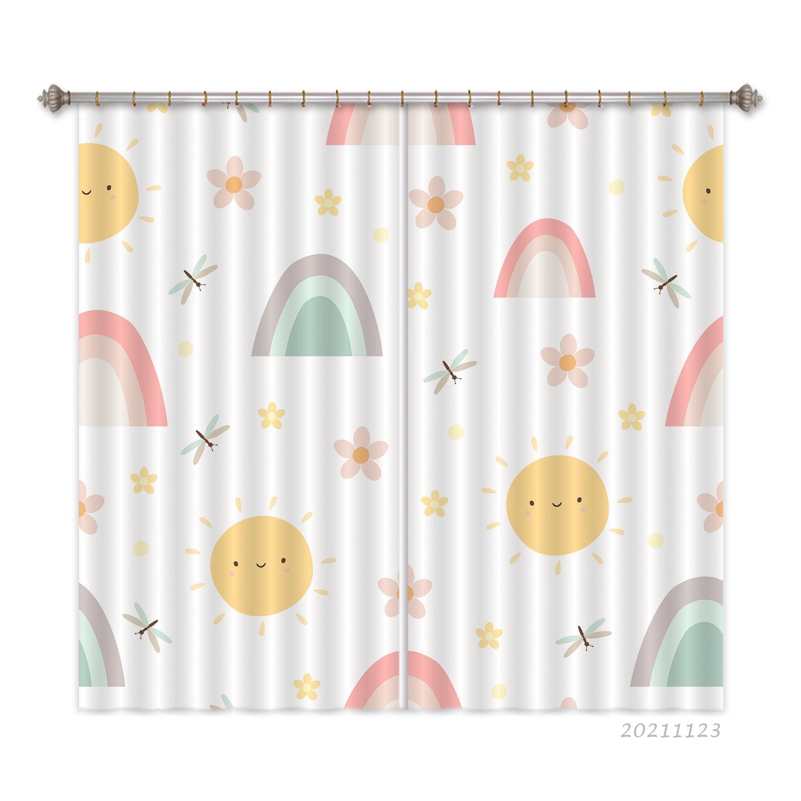3D Cartoon Sun Rainbow Curtains and Drapes LQH 107- Jess Art Decoration