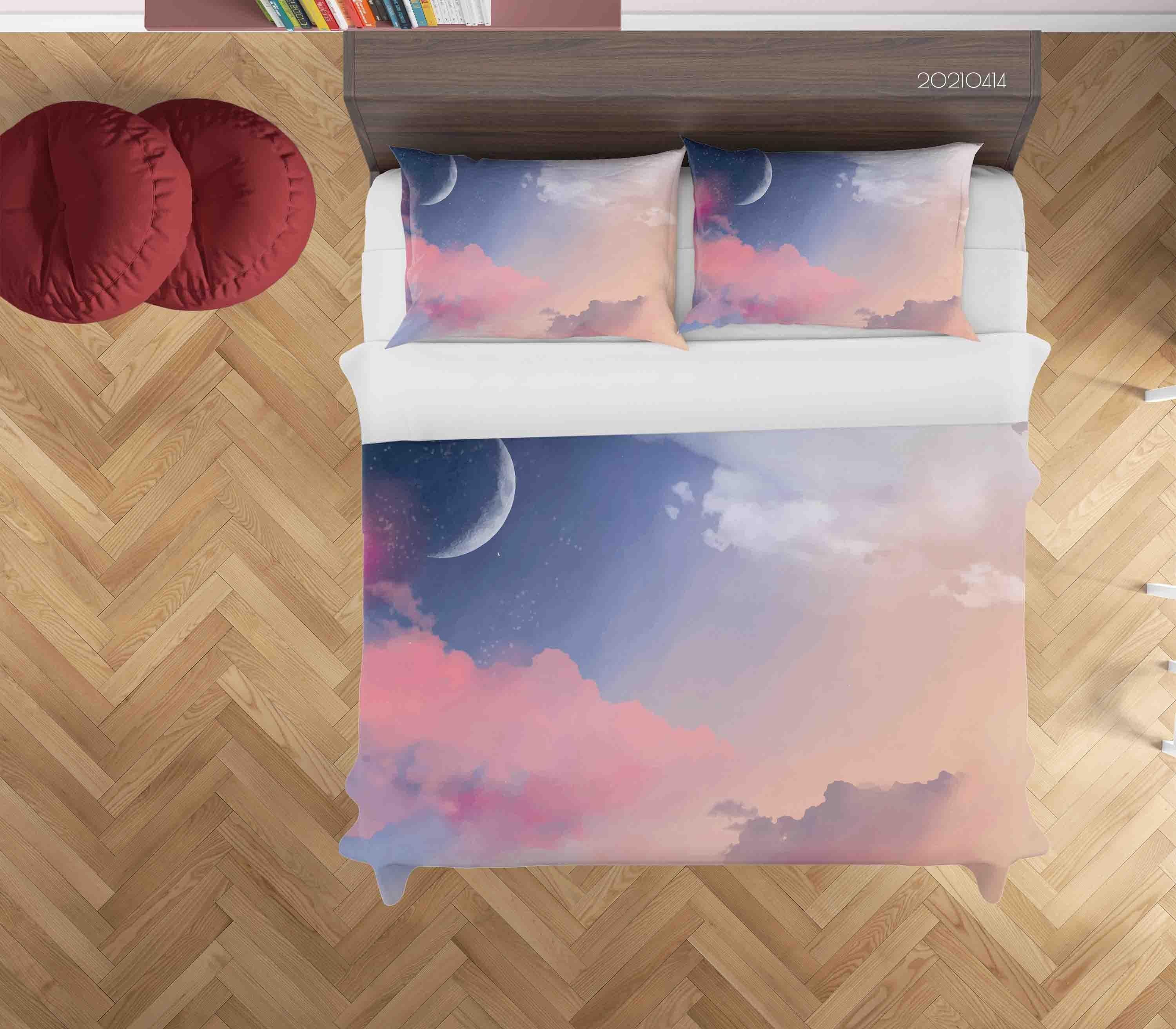 3D Watercolor Sky Cloud Moon Quilt Cover Set Bedding Set Duvet Cover Pillowcases 11- Jess Art Decoration