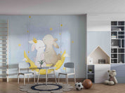 3D Watercolor Moon Rabbit Star Wall Mural Wallpaper GD 4810- Jess Art Decoration