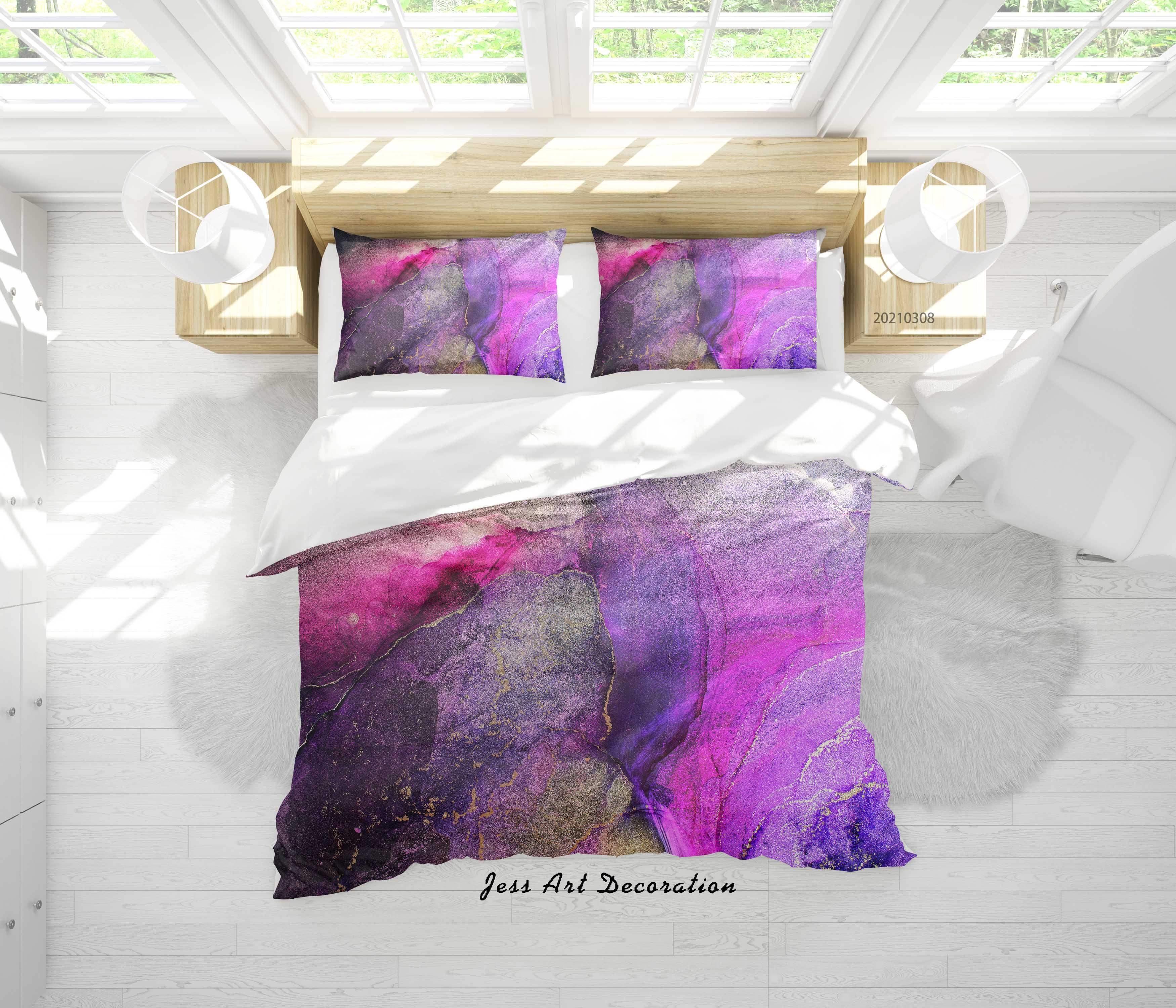 3D Abstract Color Marble Quilt Cover Set Bedding Set Duvet Cover Pillowcases 312- Jess Art Decoration