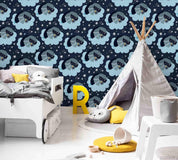 3D Cartoon Animals Dark Wall Mural Wallpaper A370 LQH- Jess Art Decoration
